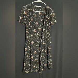 Wayf Black Floral Midi Dress